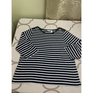 Chico’s black white striped 3/4 sleeve popover top, size. 3/ XL, 
1m21501263